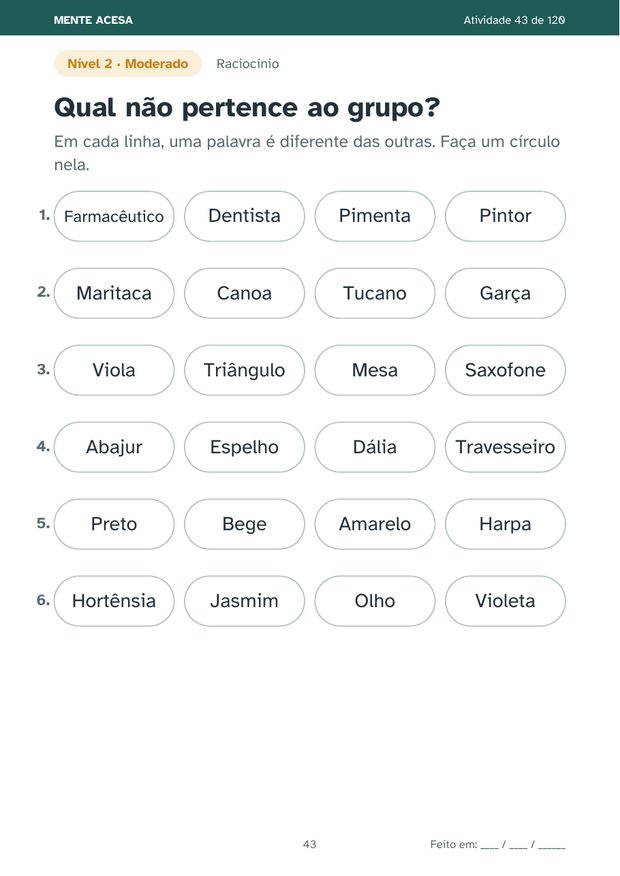 Página de qual palavra não pertence ao grupo